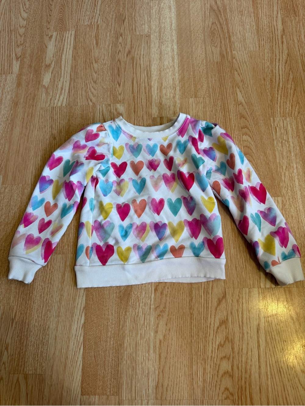 Little Sleepies Play Watercolor Rainbow Hearts Pullover Sweatshirt Size 5 Girls